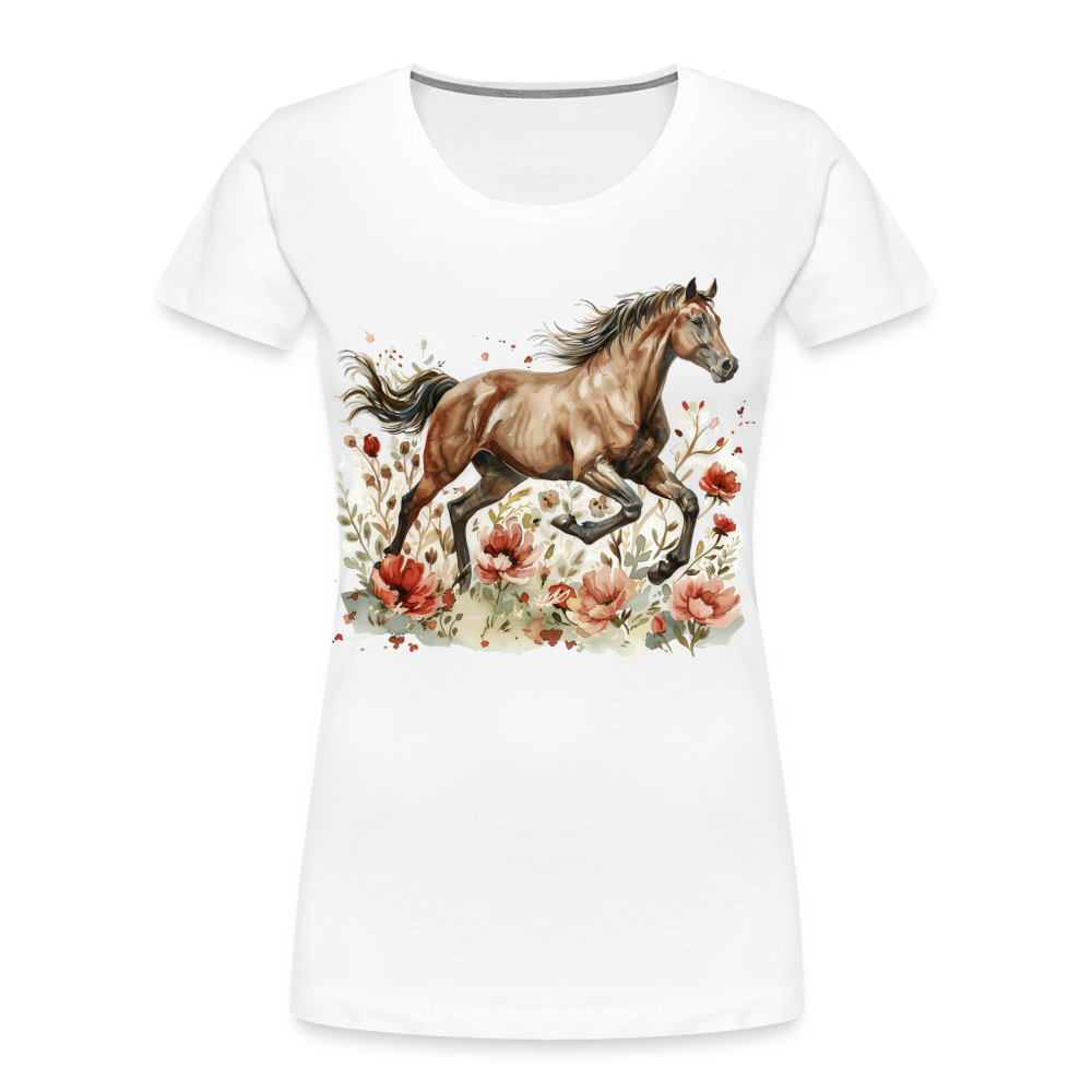 Flower Horse 7 - Frauen Premium Bio T-Shirt - Weiß