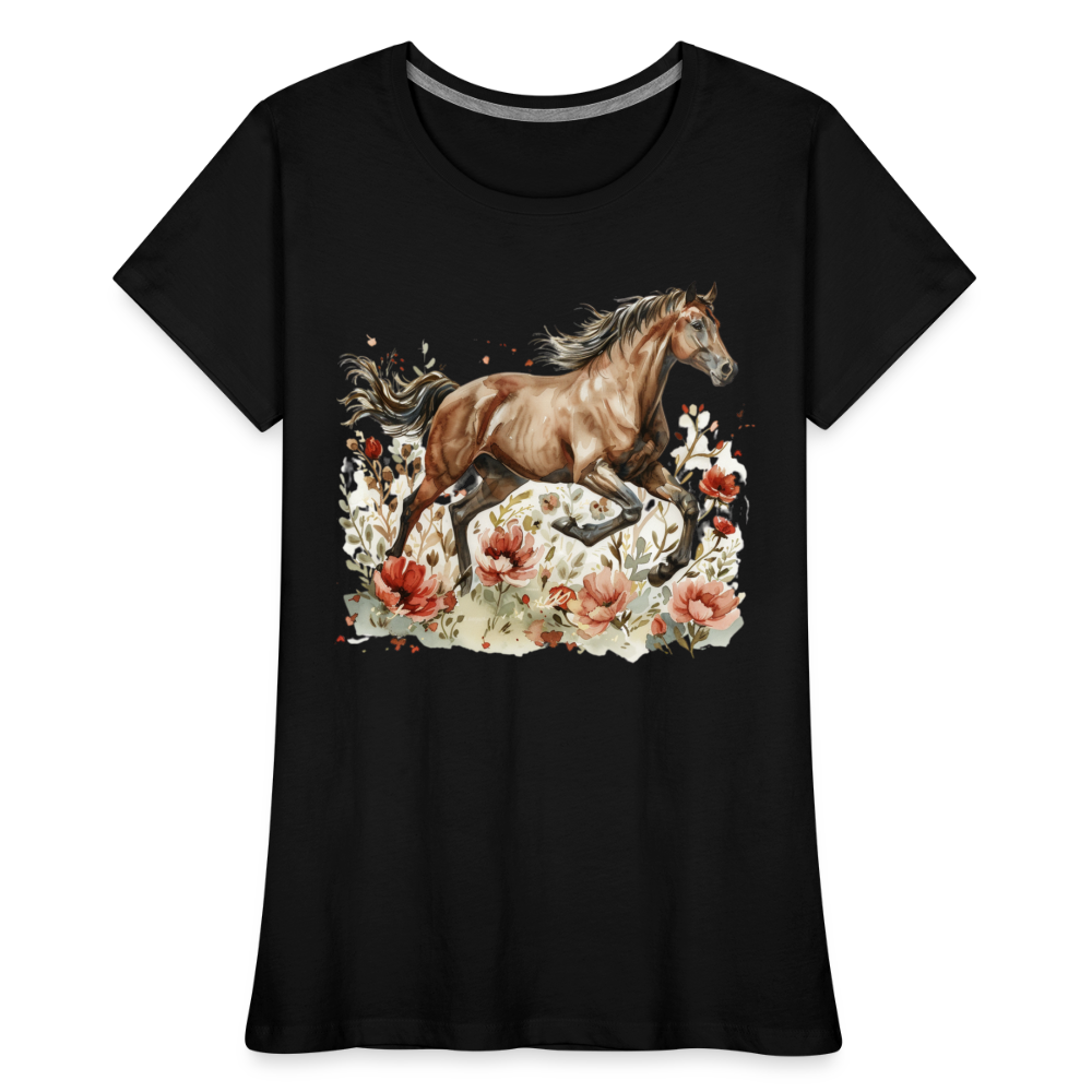 Flower Horse 7 - Frauen Premium Bio T-Shirt - Schwarz