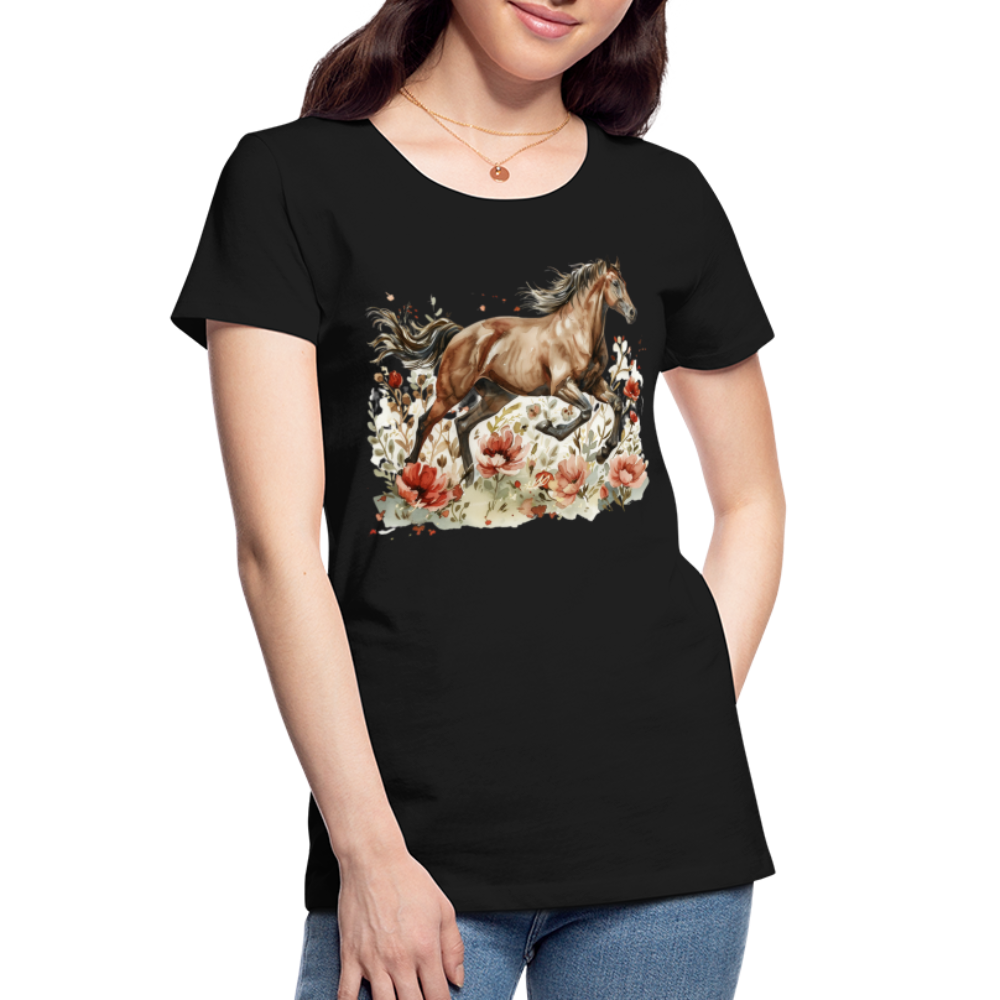 Flower Horse 7 - Frauen Premium Bio T-Shirt - Schwarz