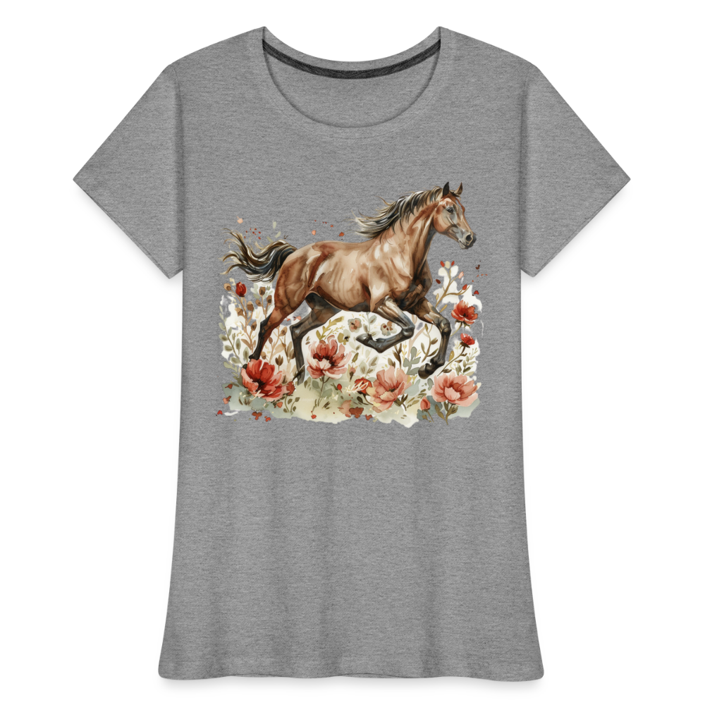 Flower Horse 7 - Frauen Premium Bio T-Shirt - Grau meliert