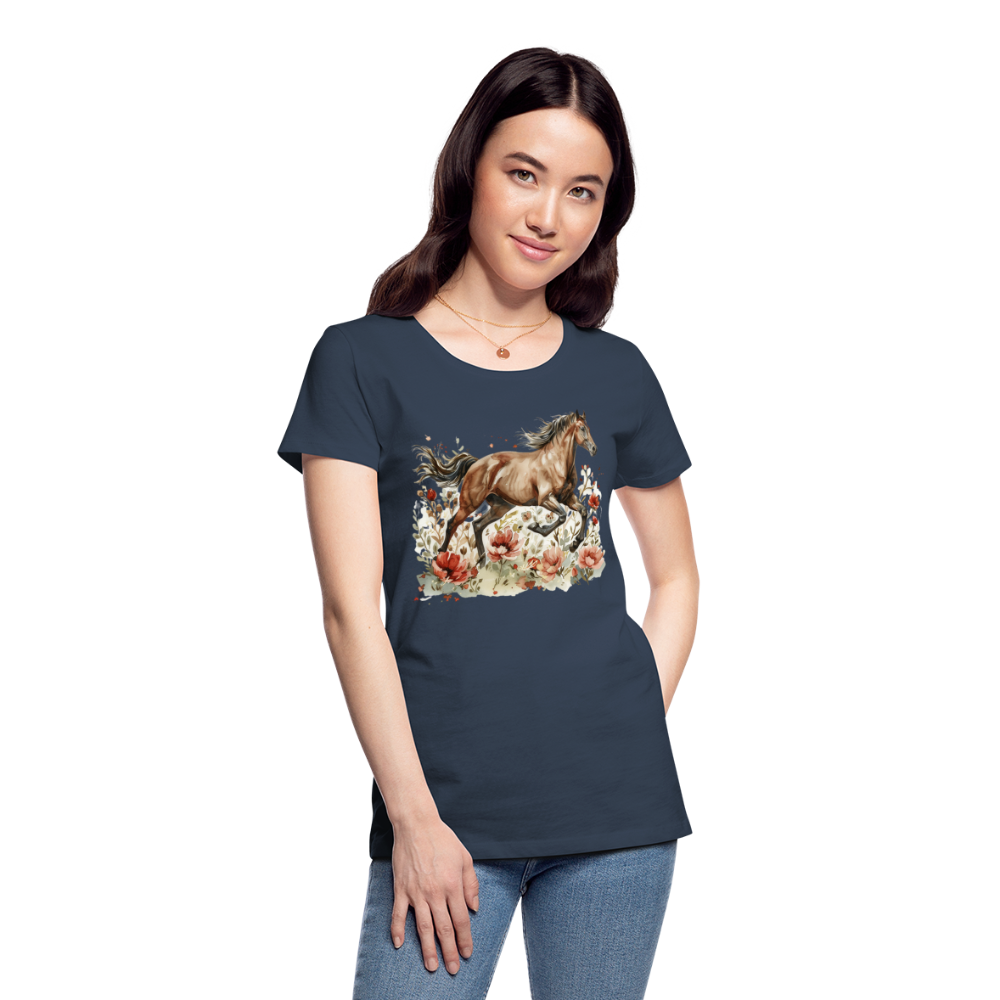 Flower Horse 7 - Frauen Premium Bio T-Shirt - Navy