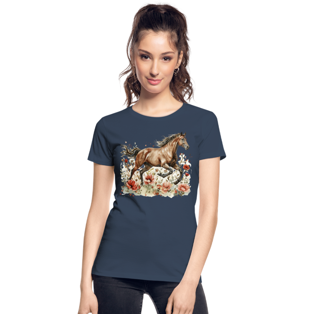 Flower Horse 7 - Frauen Premium Bio T-Shirt - Navy