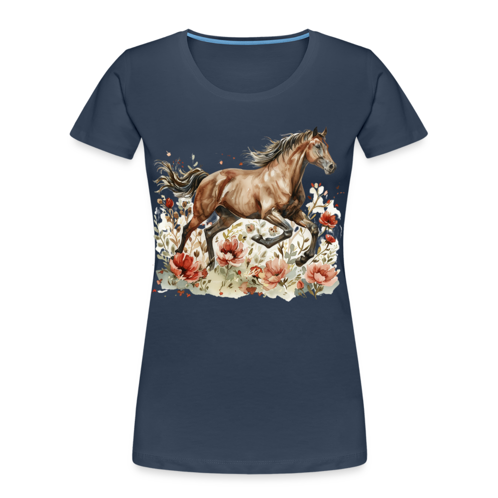 Flower Horse 7 - Frauen Premium Bio T-Shirt - Navy