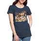 Flower Horse 7 - Frauen Premium Bio T-Shirt - Navy