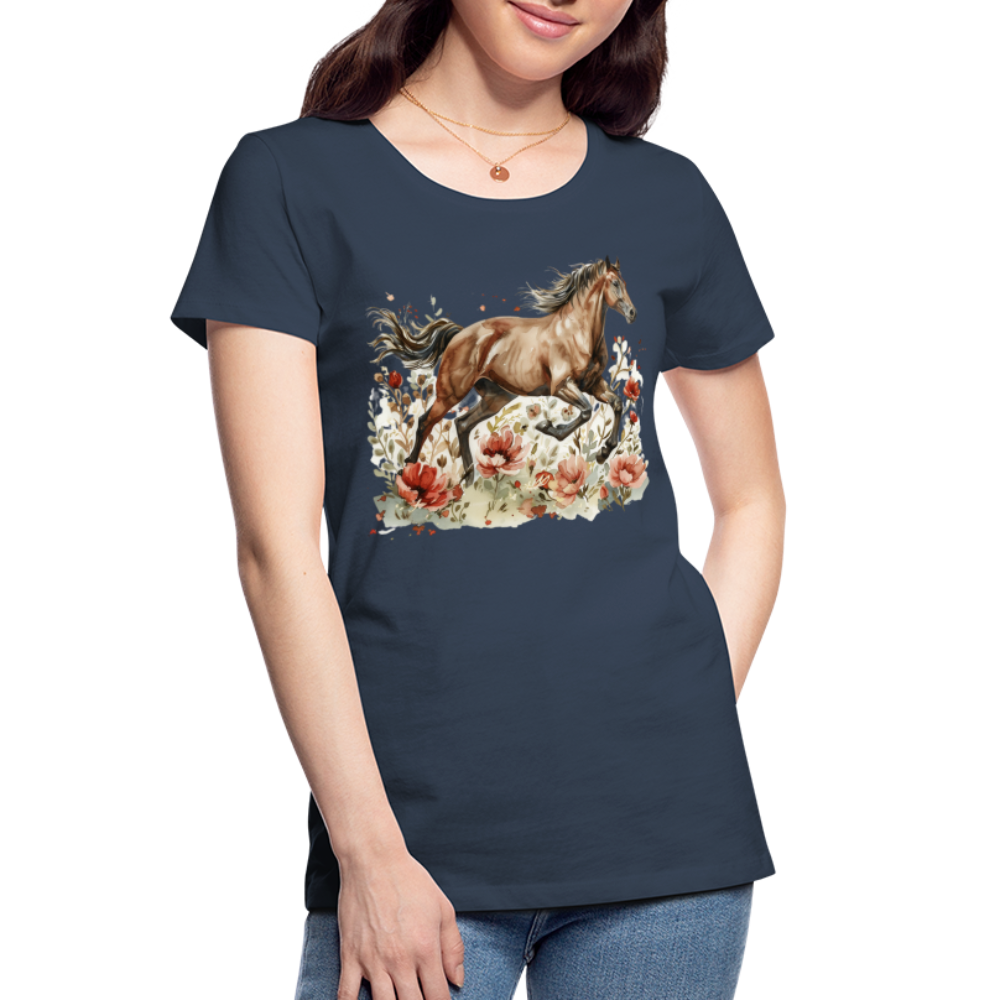 Flower Horse 7 - Frauen Premium Bio T-Shirt - Navy