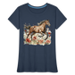 Flower Horse 7 - Frauen Premium Bio T-Shirt - Navy