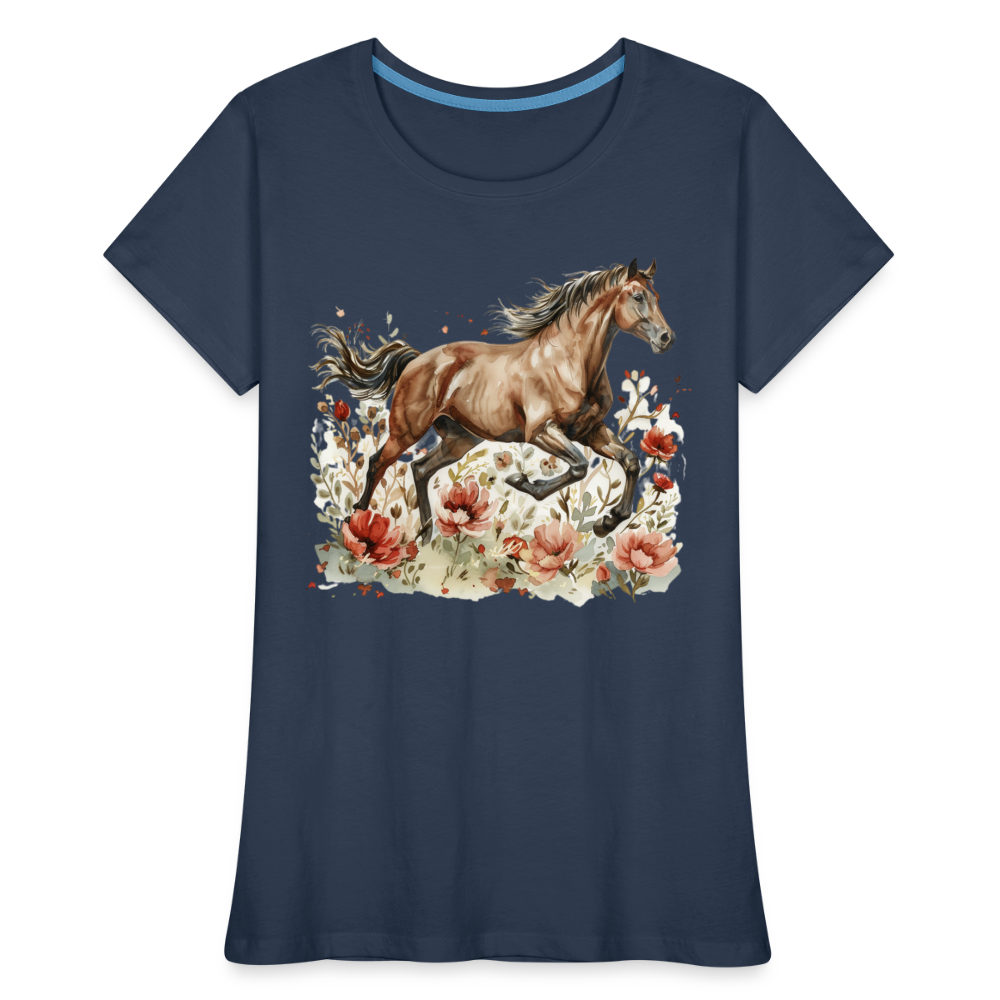 Flower Horse 7 - Frauen Premium Bio T-Shirt - Navy