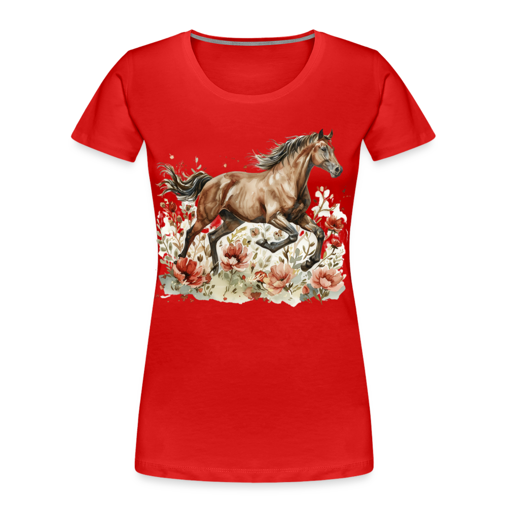 Flower Horse 7 - Frauen Premium Bio T-Shirt - Rot