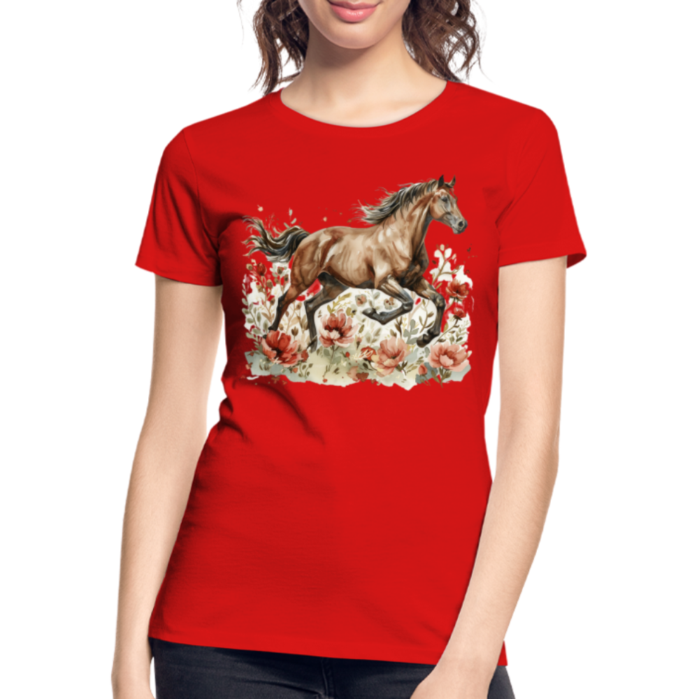 Flower Horse 7 - Frauen Premium Bio T-Shirt - Rot