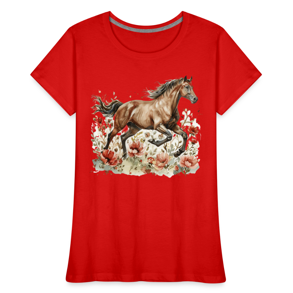 Flower Horse 7 - Frauen Premium Bio T-Shirt - Rot