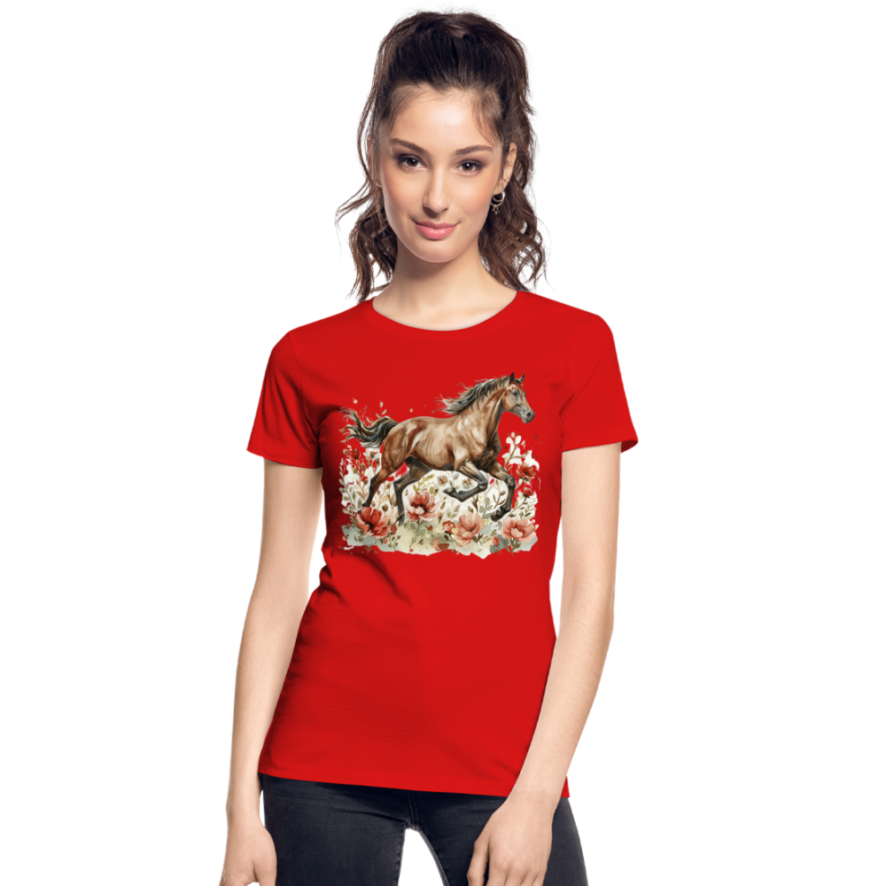 Flower Horse 7 - Frauen Premium Bio T-Shirt - Rot