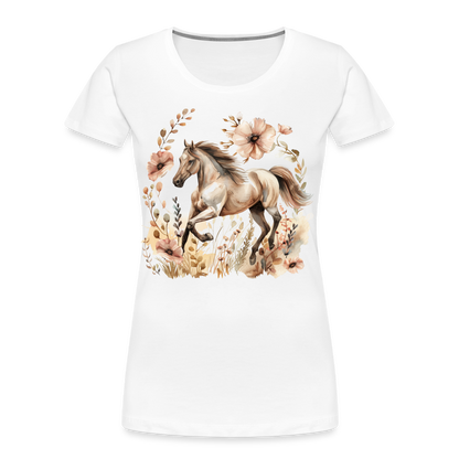 Flower Horse 5 - Frauen Premium Bio T-Shirt - Weiß