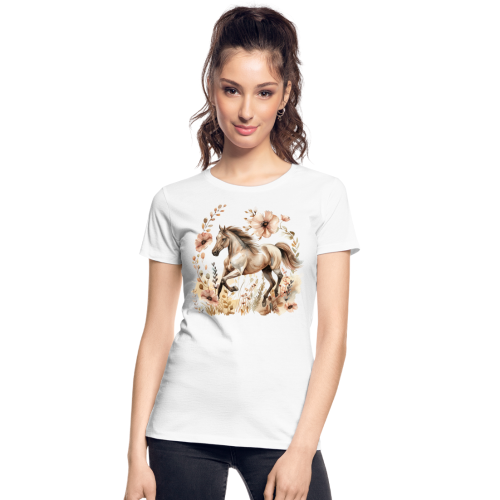 Flower Horse 5 - Frauen Premium Bio T-Shirt - Weiß