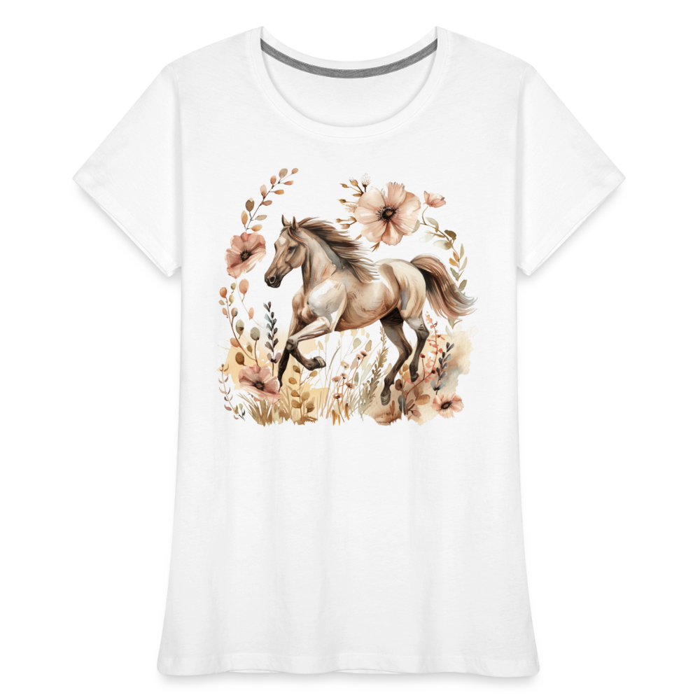 Flower Horse 5 - Frauen Premium Bio T-Shirt - Weiß