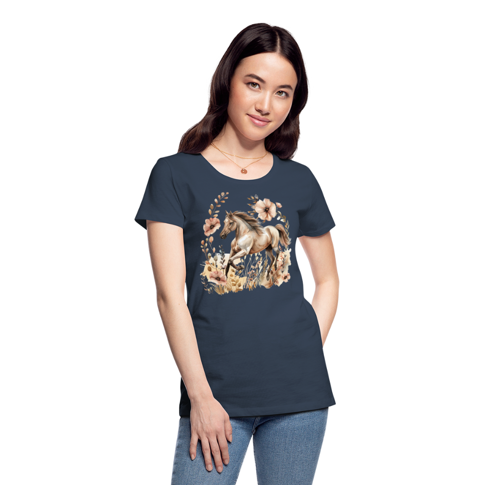 Flower Horse 5 - Frauen Premium Bio T-Shirt - Navy