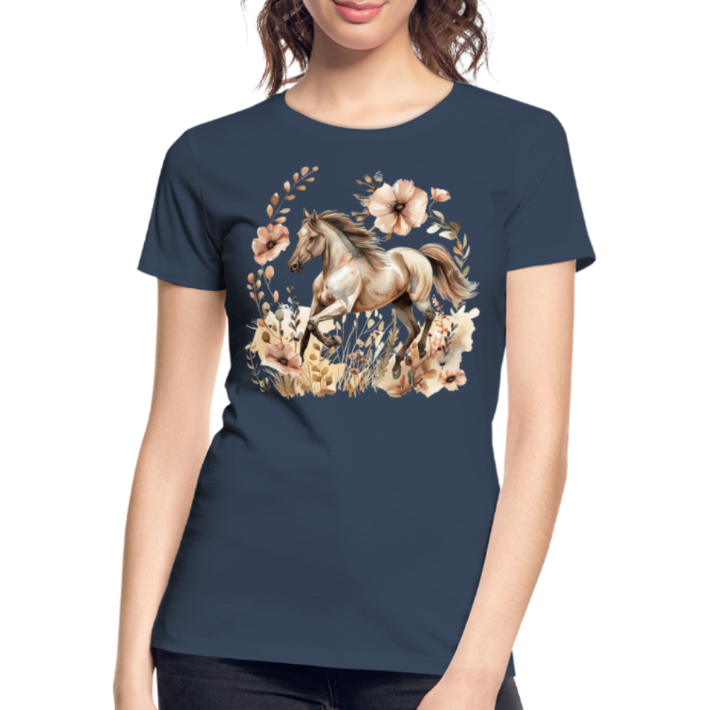 Flower Horse 5 - Frauen Premium Bio T-Shirt - Navy