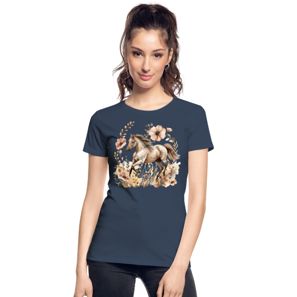 Flower Horse 5 - Frauen Premium Bio T-Shirt - Navy