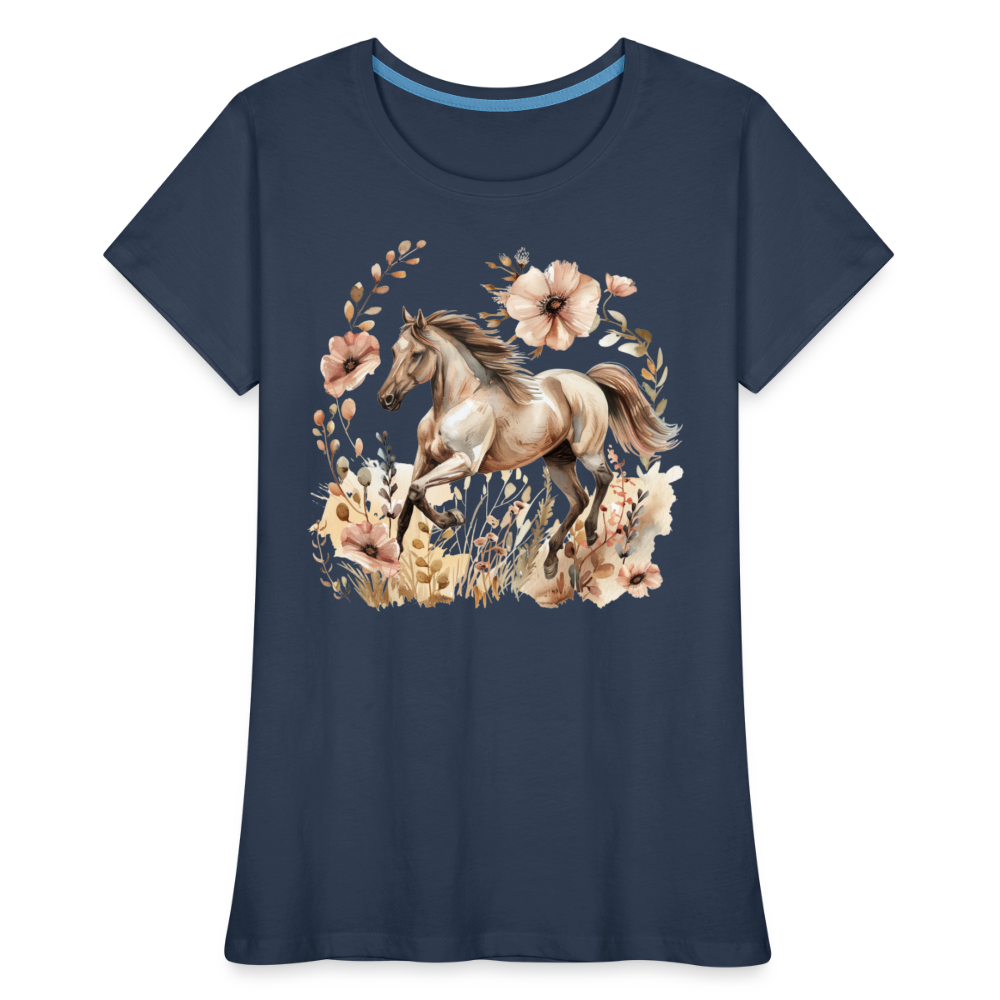 Flower Horse 5 - Frauen Premium Bio T-Shirt - Navy