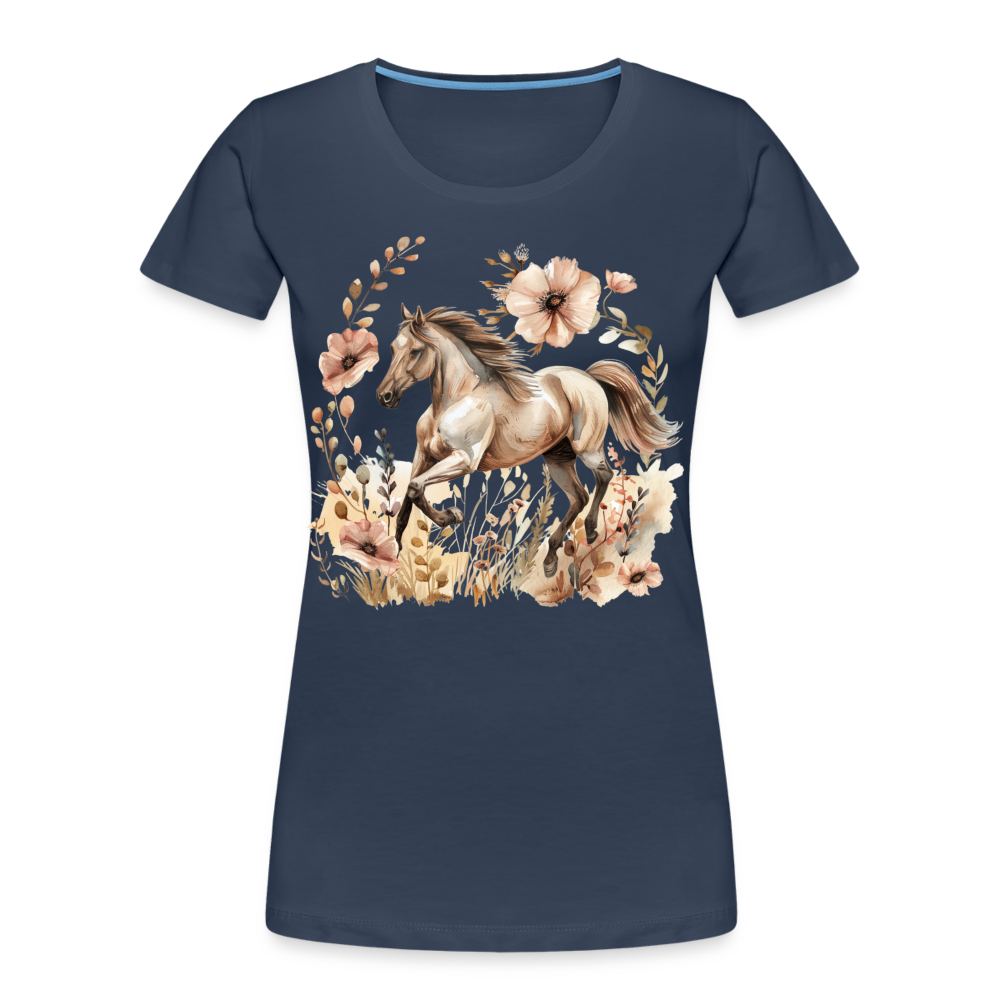 Flower Horse 5 - Frauen Premium Bio T-Shirt - Navy