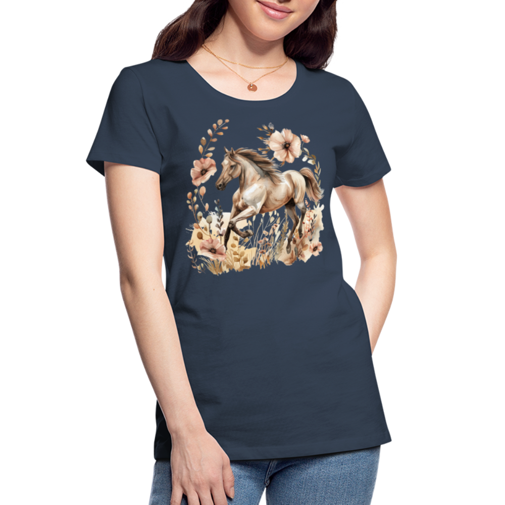 Flower Horse 5 - Frauen Premium Bio T-Shirt - Navy