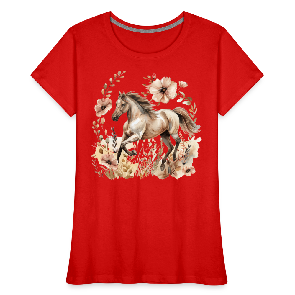 Flower Horse 5 - Frauen Premium Bio T-Shirt - Rot