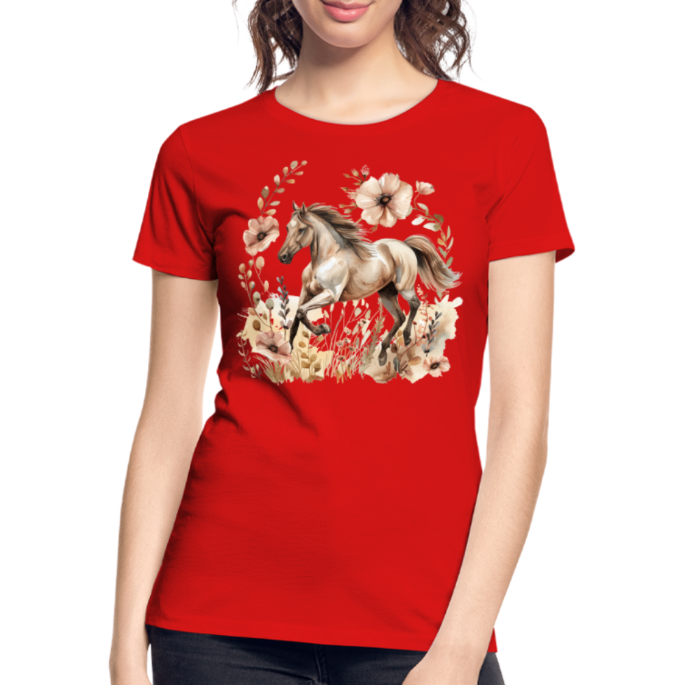 Flower Horse 5 - Frauen Premium Bio T-Shirt - Rot