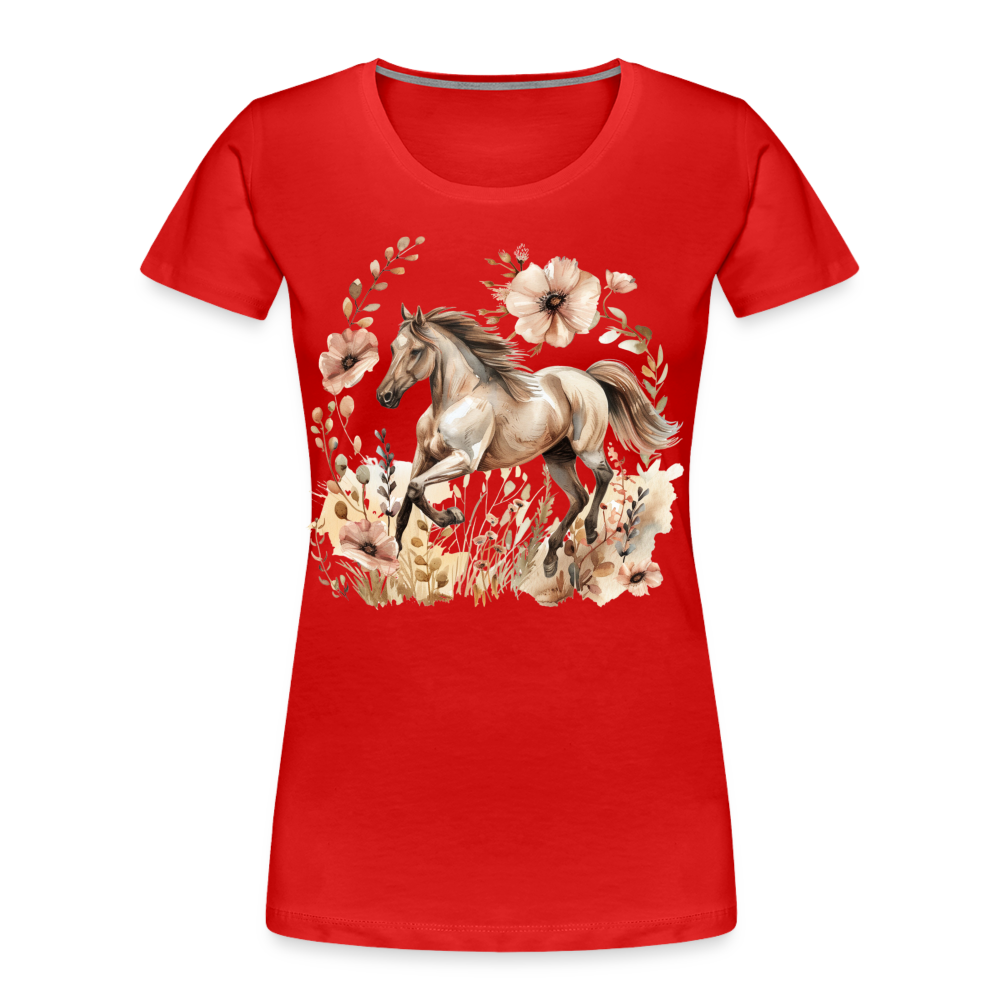 Flower Horse 5 - Frauen Premium Bio T-Shirt - Rot