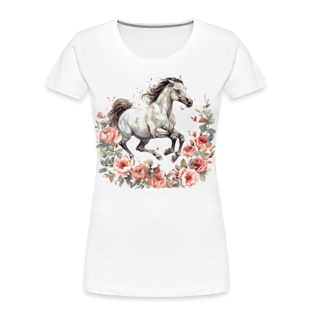 Flower Horse 14 - Frauen Premium Bio T-Shirt - Weiß