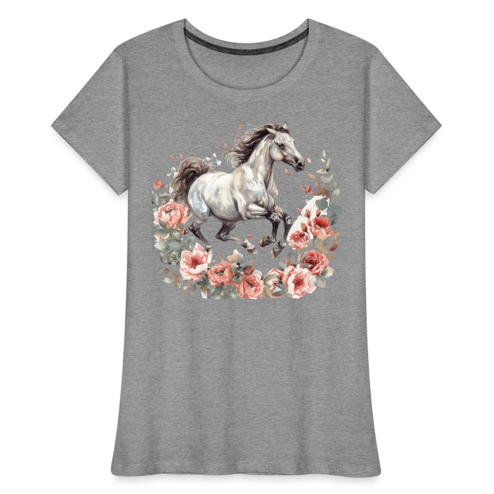 Flower Horse 14 - Frauen Premium Bio T-Shirt - Grau meliert