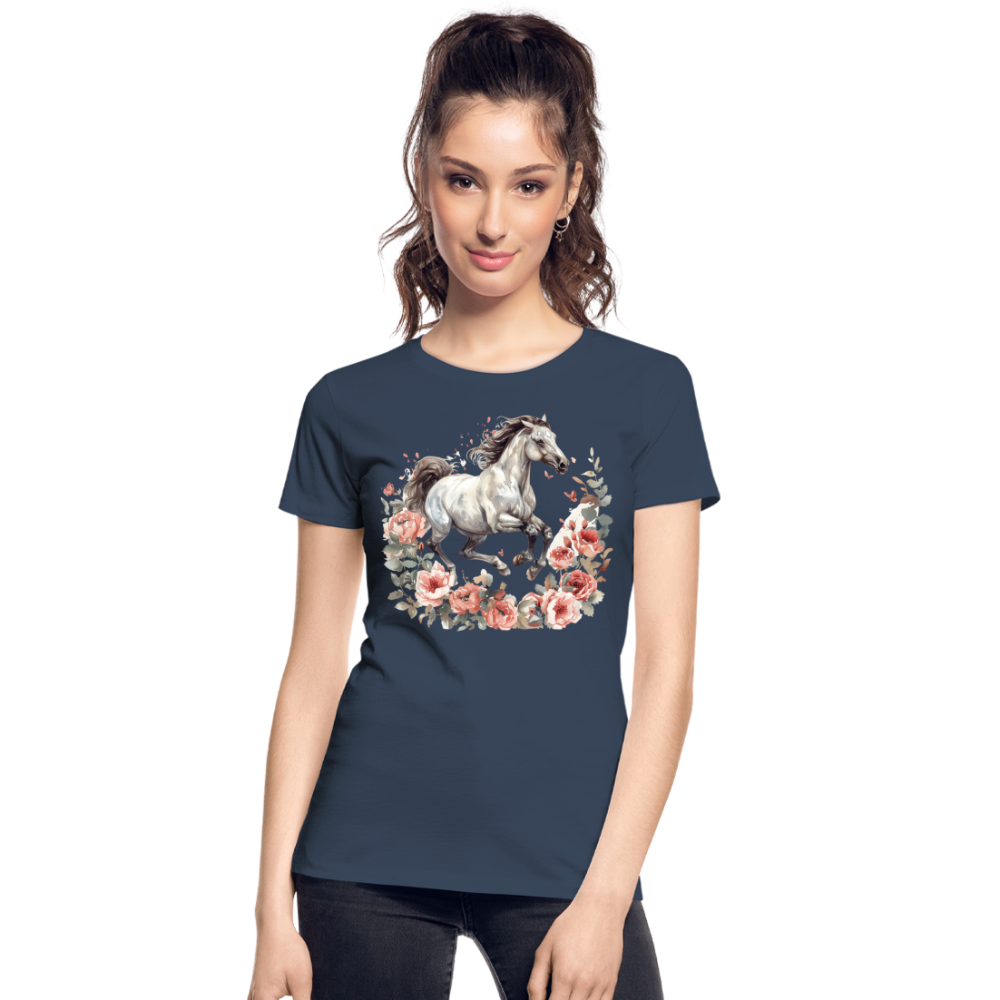 Flower Horse 14 - Frauen Premium Bio T-Shirt - Navy