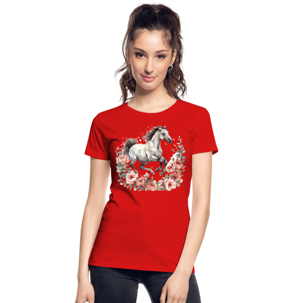 Flower Horse 14 - Frauen Premium Bio T-Shirt - Rot