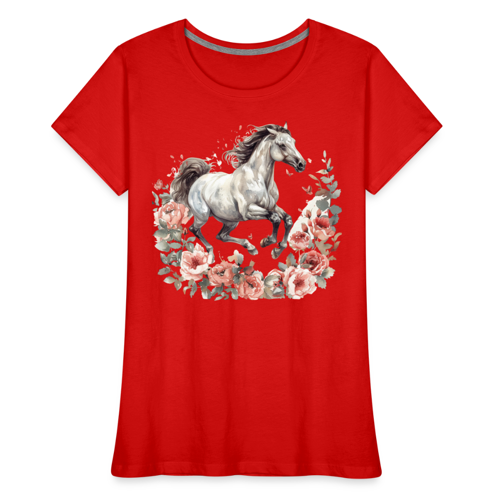 Flower Horse 14 - Frauen Premium Bio T-Shirt - Rot