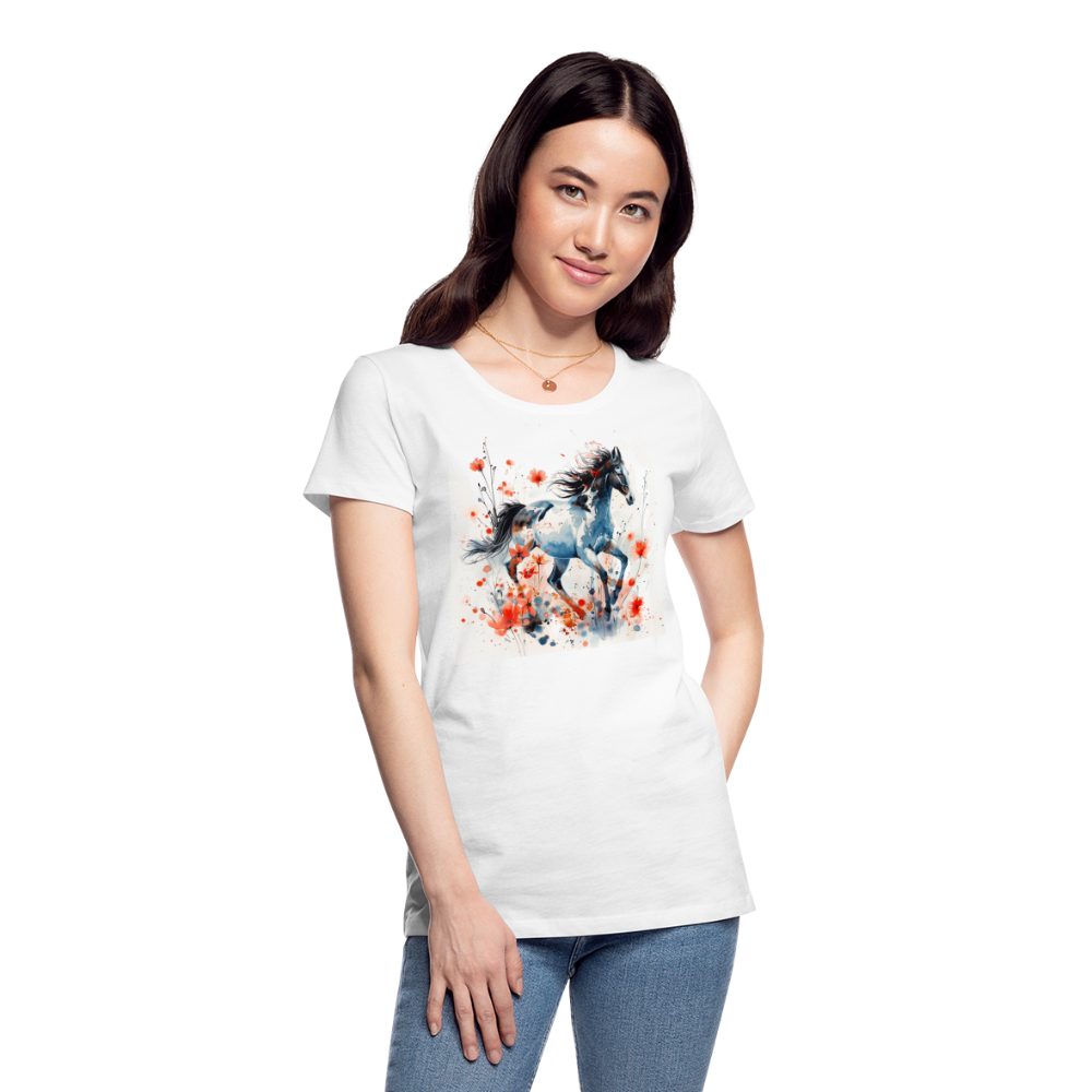 Flower Horse 20 - Frauen Premium Bio T-Shirt - Weiß