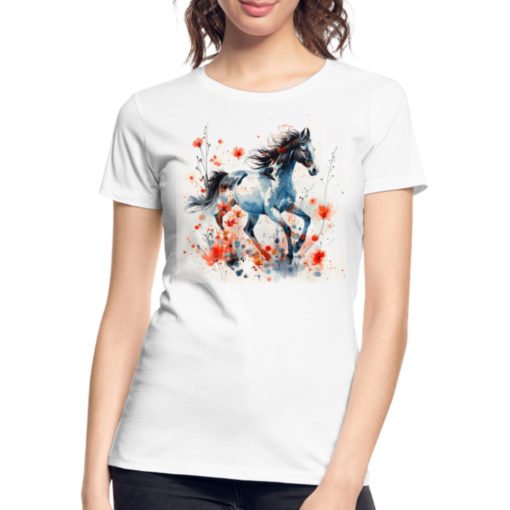 Flower Horse 20 - Frauen Premium Bio T-Shirt - Weiß