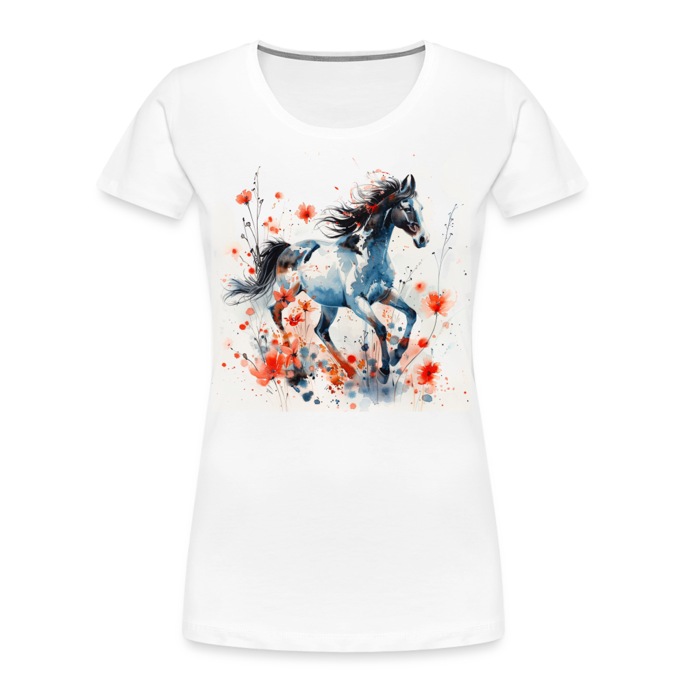 Flower Horse 20 - Frauen Premium Bio T-Shirt - Weiß