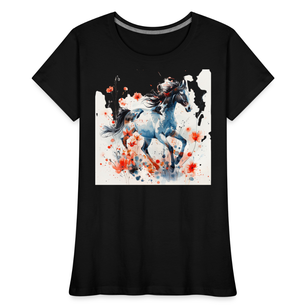 Flower Horse 20 - Frauen Premium Bio T-Shirt - Schwarz