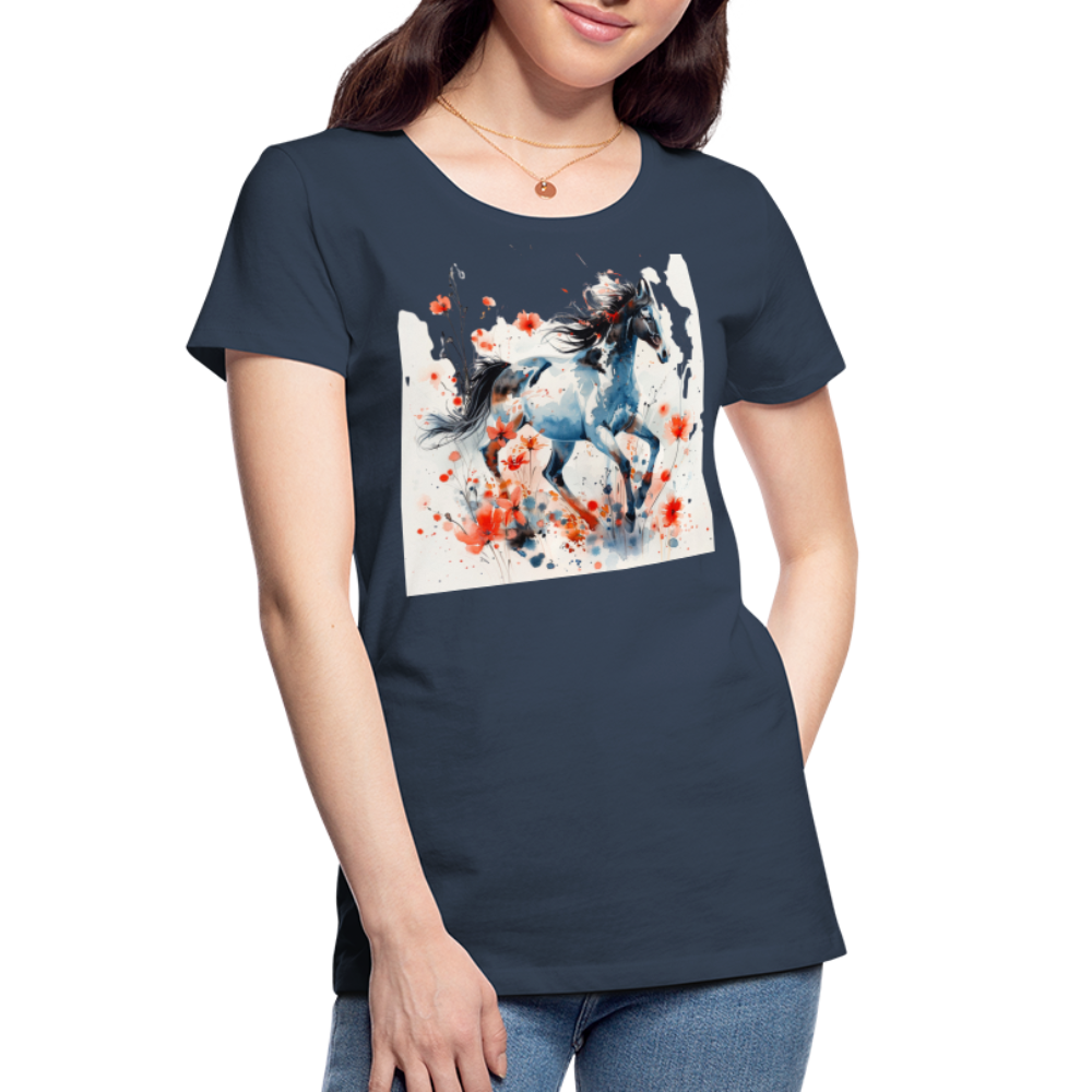 Flower Horse 20 - Frauen Premium Bio T-Shirt - Navy