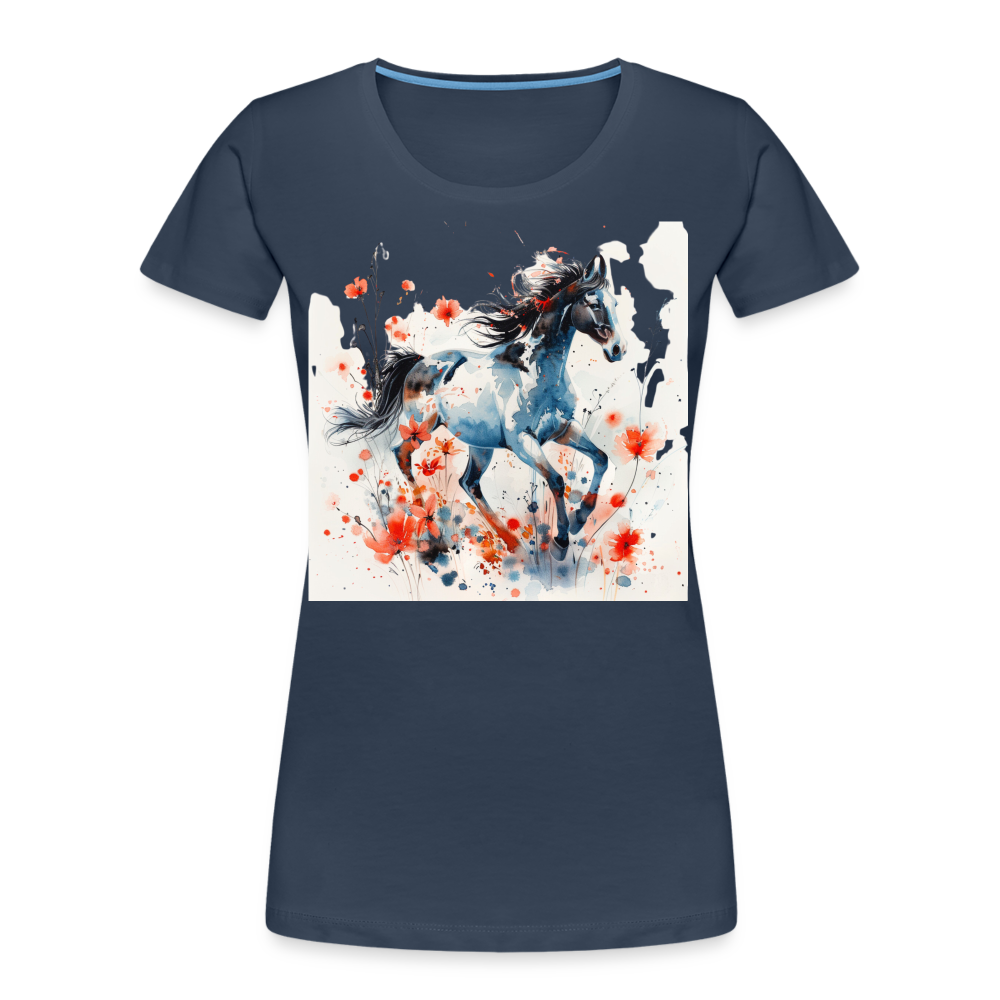 Flower Horse 20 - Frauen Premium Bio T-Shirt - Navy