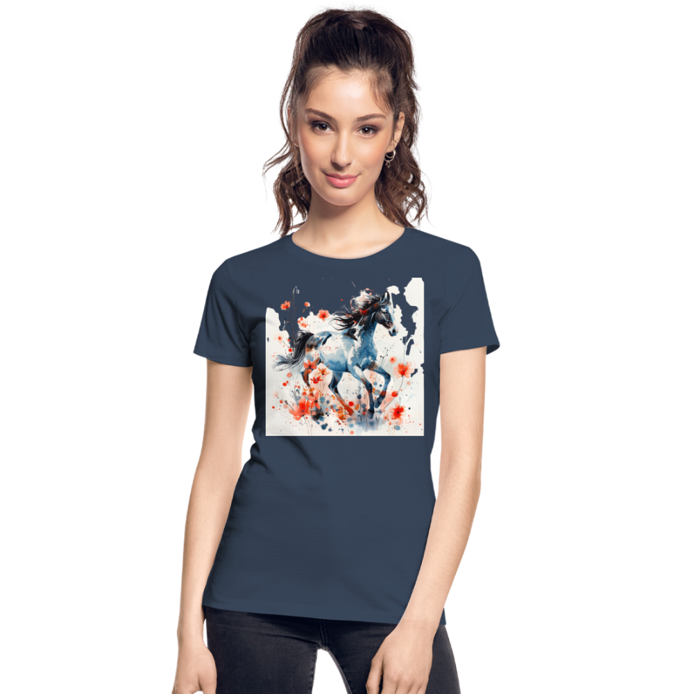 Flower Horse 20 - Frauen Premium Bio T-Shirt - Navy