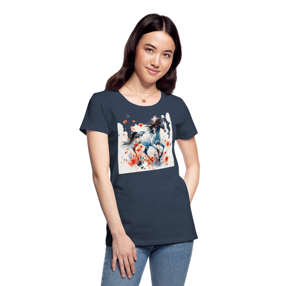 Flower Horse 20 - Frauen Premium Bio T-Shirt - Navy