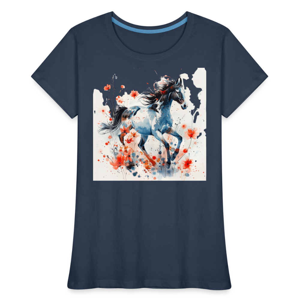 Flower Horse 20 - Frauen Premium Bio T-Shirt - Navy