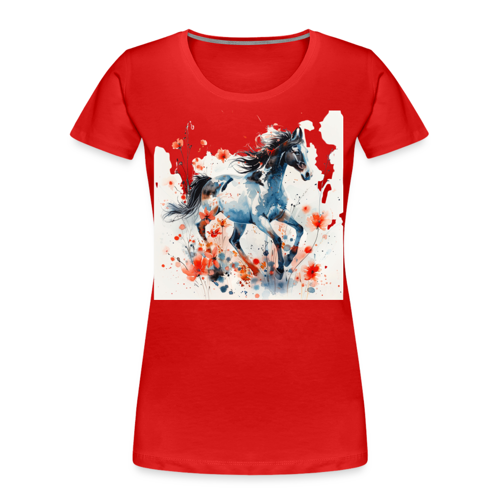 Flower Horse 20 - Frauen Premium Bio T-Shirt - Rot