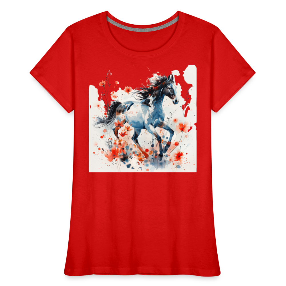 Flower Horse 20 - Frauen Premium Bio T-Shirt - Rot