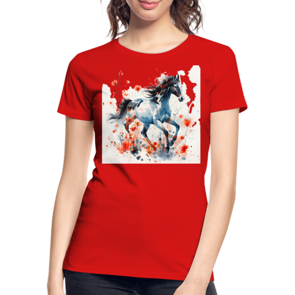 Flower Horse 20 - Frauen Premium Bio T-Shirt - Rot