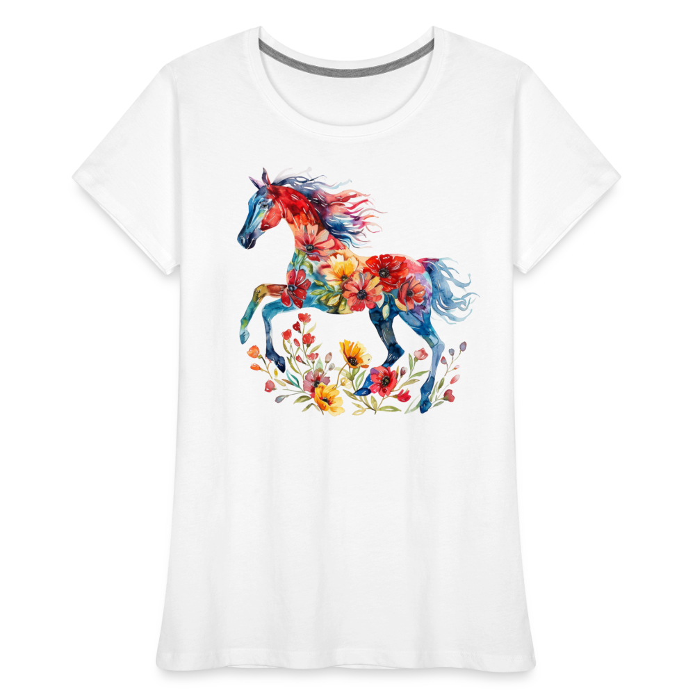 Flower Horse 19 - Frauen Premium Bio T-Shirt - Weiß