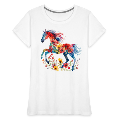 Flower Horse 19 - Frauen Premium Bio T-Shirt - Weiß