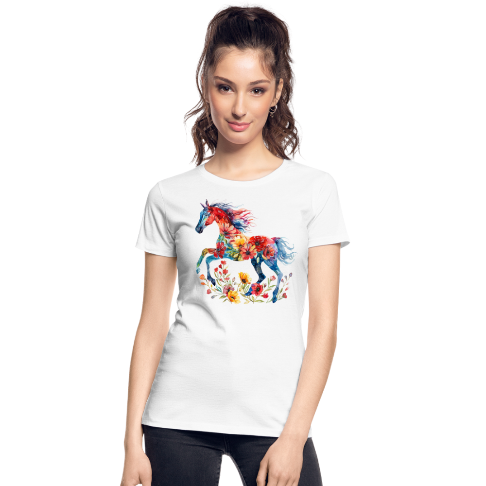 Flower Horse 19 - Frauen Premium Bio T-Shirt - Weiß