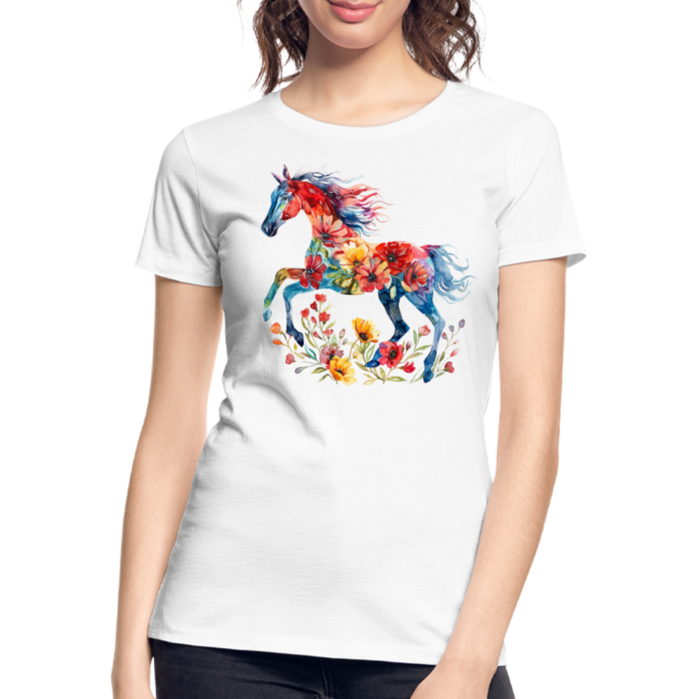 Flower Horse 19 - Frauen Premium Bio T-Shirt - Weiß