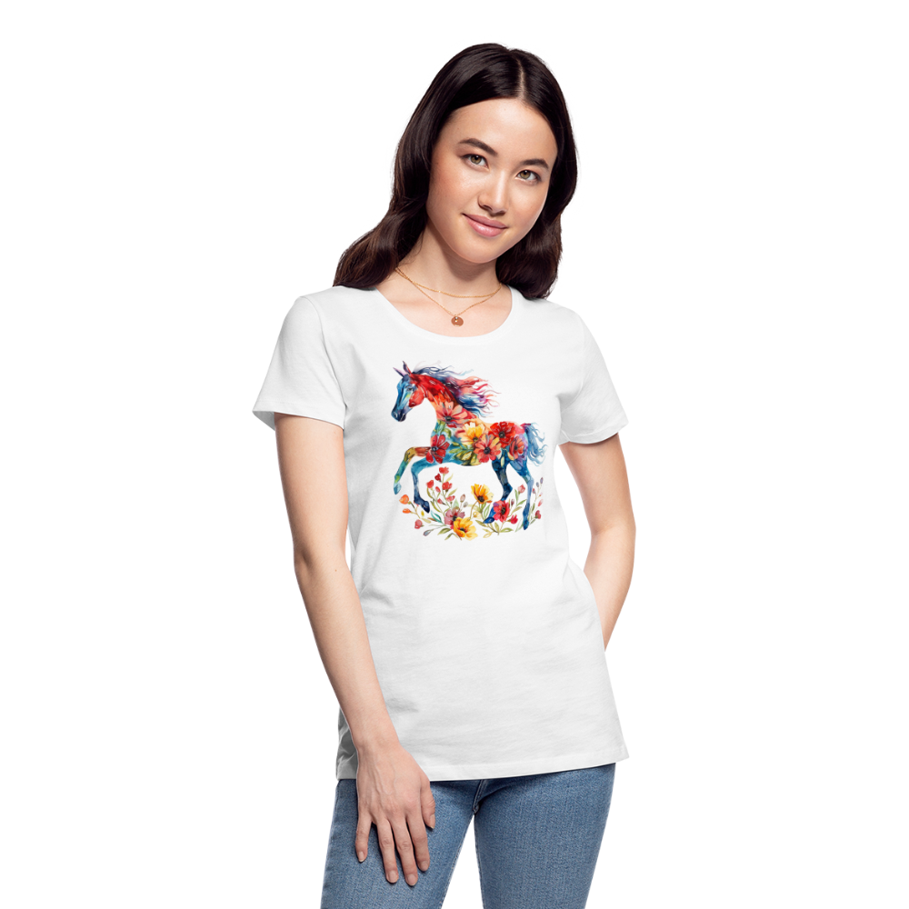 Flower Horse 19 - Frauen Premium Bio T-Shirt - Weiß