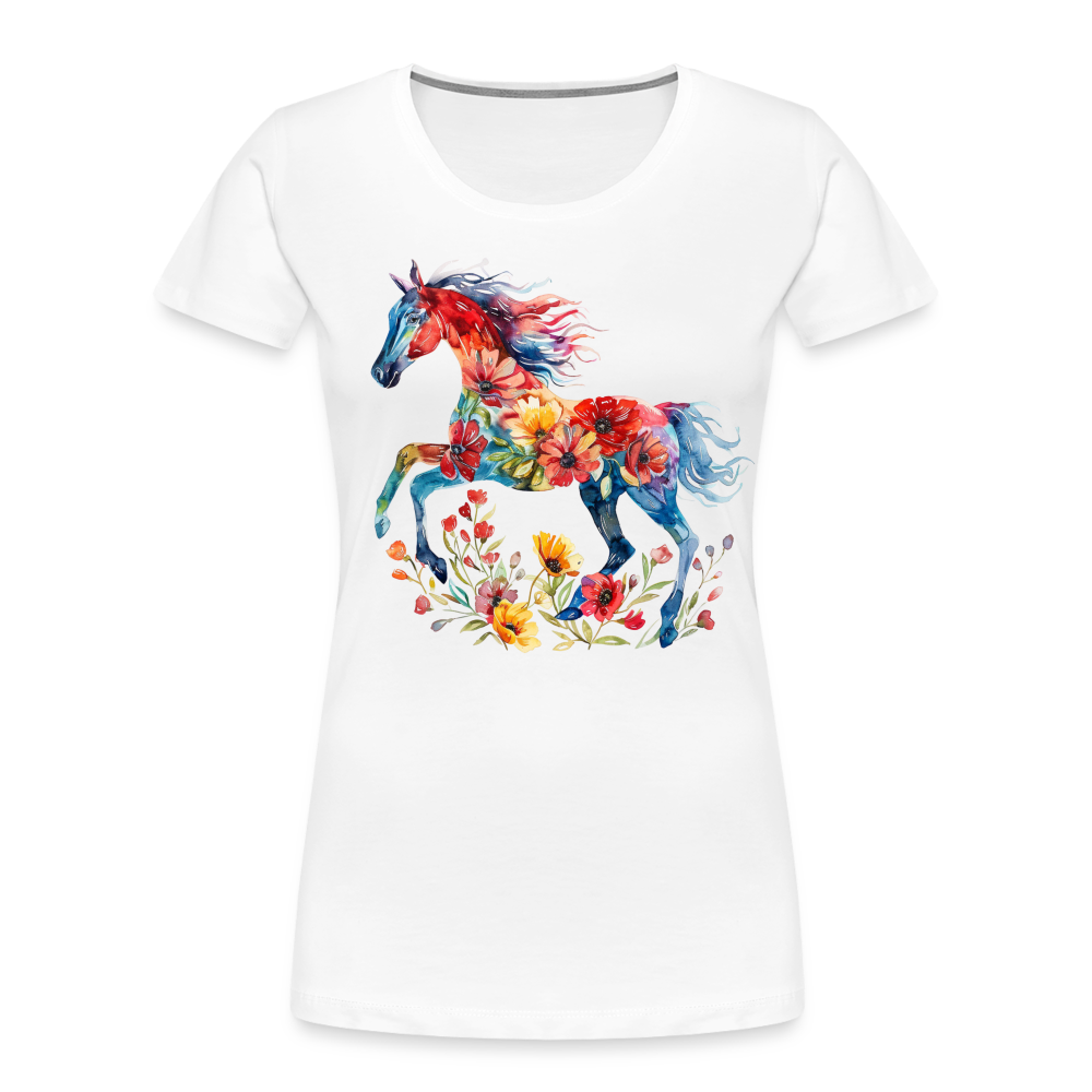 Flower Horse 19 - Frauen Premium Bio T-Shirt - Weiß